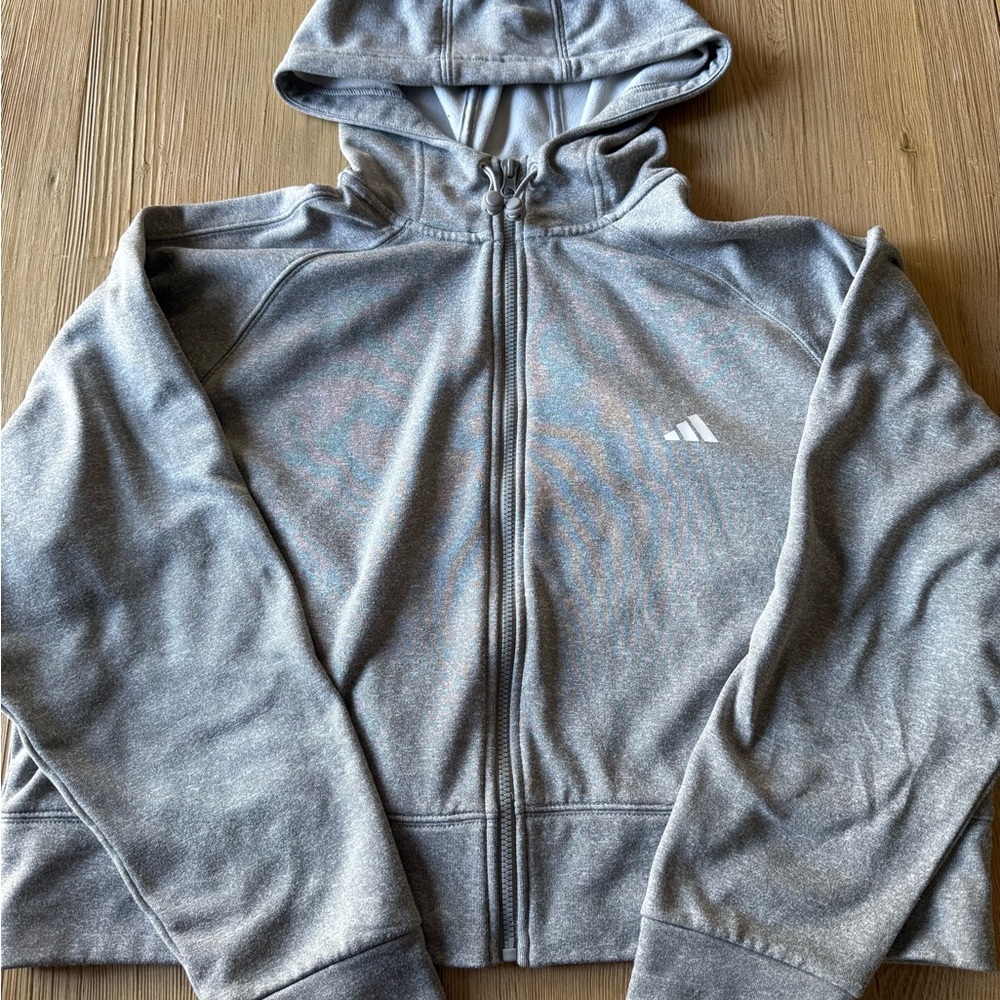 adidas women’s Gray Zip-Up Hoodie
